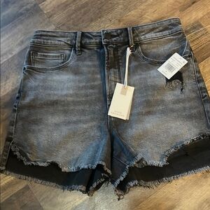 Good American Gray Distressed Jean Shorts